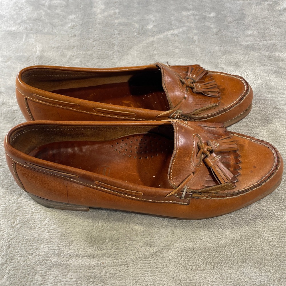 Dexter Loafers Moccasin Mens 12 Brown Leather Sole Tassel Kiltie Casual Comfort